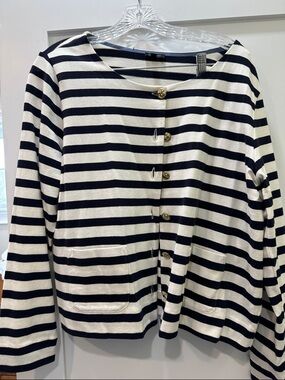 Striped Blue&White Button Cardigan